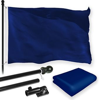 G128 Combo Set: Flag Pole Black + Bracket 1 pk AND Blue 150D 1 pk