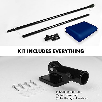 G128 Combo Set: Flag Pole Black + Bracket 1PK AND Blue 150D 1PK