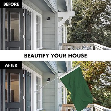 G128 Combo Set: Flag Pole Silver + Bracket 1PK AND Dark Green 150D 1PK