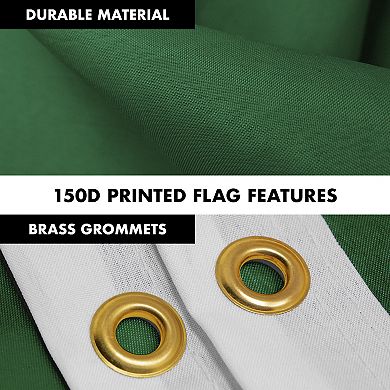 G128 Combo Set: Flag Pole Silver + Bracket 1PK AND Dark Green 150D 1PK