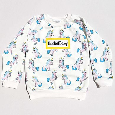 Cotton Unicorn Themed Sweatshirt with Snap Buttons