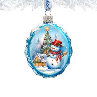 Snowman and Christmas Tree Mercury Glass Christmas Ornaments by G. Debrekht - Christmas Santa Snowman Décor