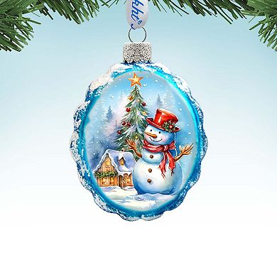 Snowman and Christmas Tree Mercury Glass Christmas Ornaments by G. Debrekht - Christmas Santa Snowman Décor