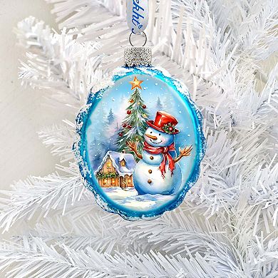 Snowman and Christmas Tree Mercury Glass Christmas Ornaments by G. Debrekht - Christmas Santa Snowman Décor