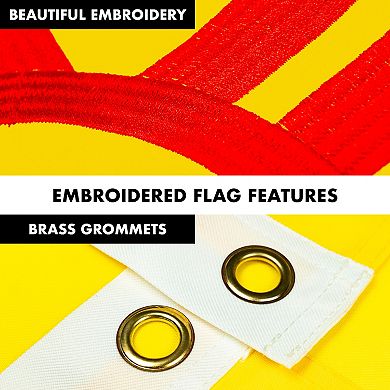 G128 Combo Set: Flag Pole White + Bracket AND New Mexico Embroidered Polyester Flag, Brass Grommets