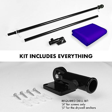 G128 Combo Set: Flag Pole Black + Bracket 1PK AND Violet 150D 1PK
