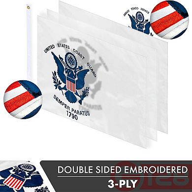G128 US Coast Guard 3x5 Ft Embroidered Double Sided Flag