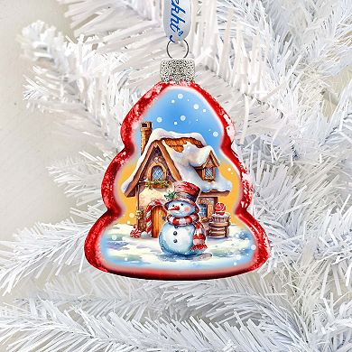 Snowman and Christmas Cottage Mercury Glass Ornaments by G. Debrekht - Christmas Décor