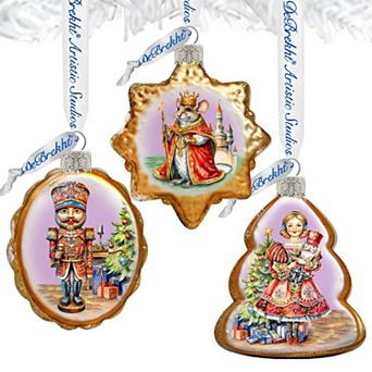 Nutrcracker Mercury Glass Christmas Ornaments Set of 3 by G. Debrekht - Christmas Décor
