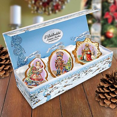 Nutrcracker Mercury Glass Christmas Ornaments Set of 3 by G. Debrekht - Christmas Décor
