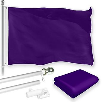 G128 Combo Set: Flag Pole Silver + Bracket 1 pk AND Purple 150D 1 pk