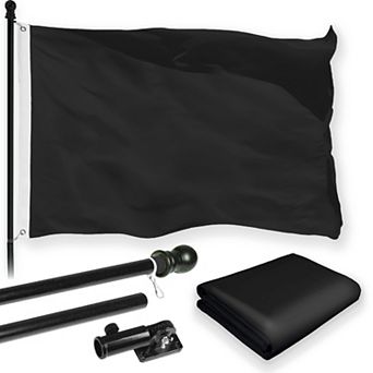 G128 Combo Set: Flag Pole Black + Bracket 1 pk AND Black 150D 1 pk