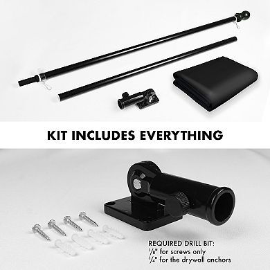 G128 Combo Set: Flag Pole Black + Bracket 1PK AND Black 150D 1PK