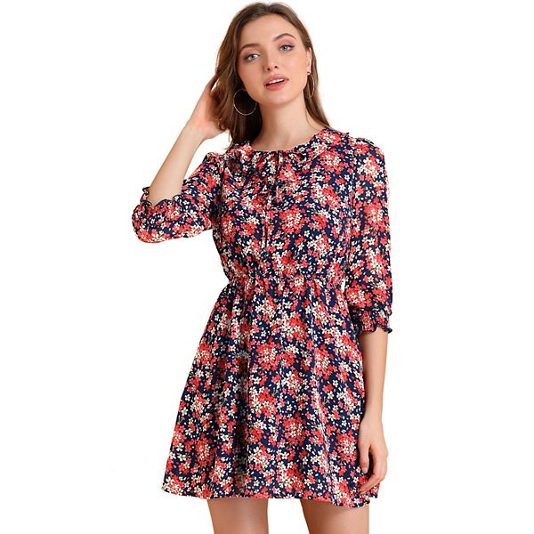 Ruffled Tie Neck Mini Dress main image 0
