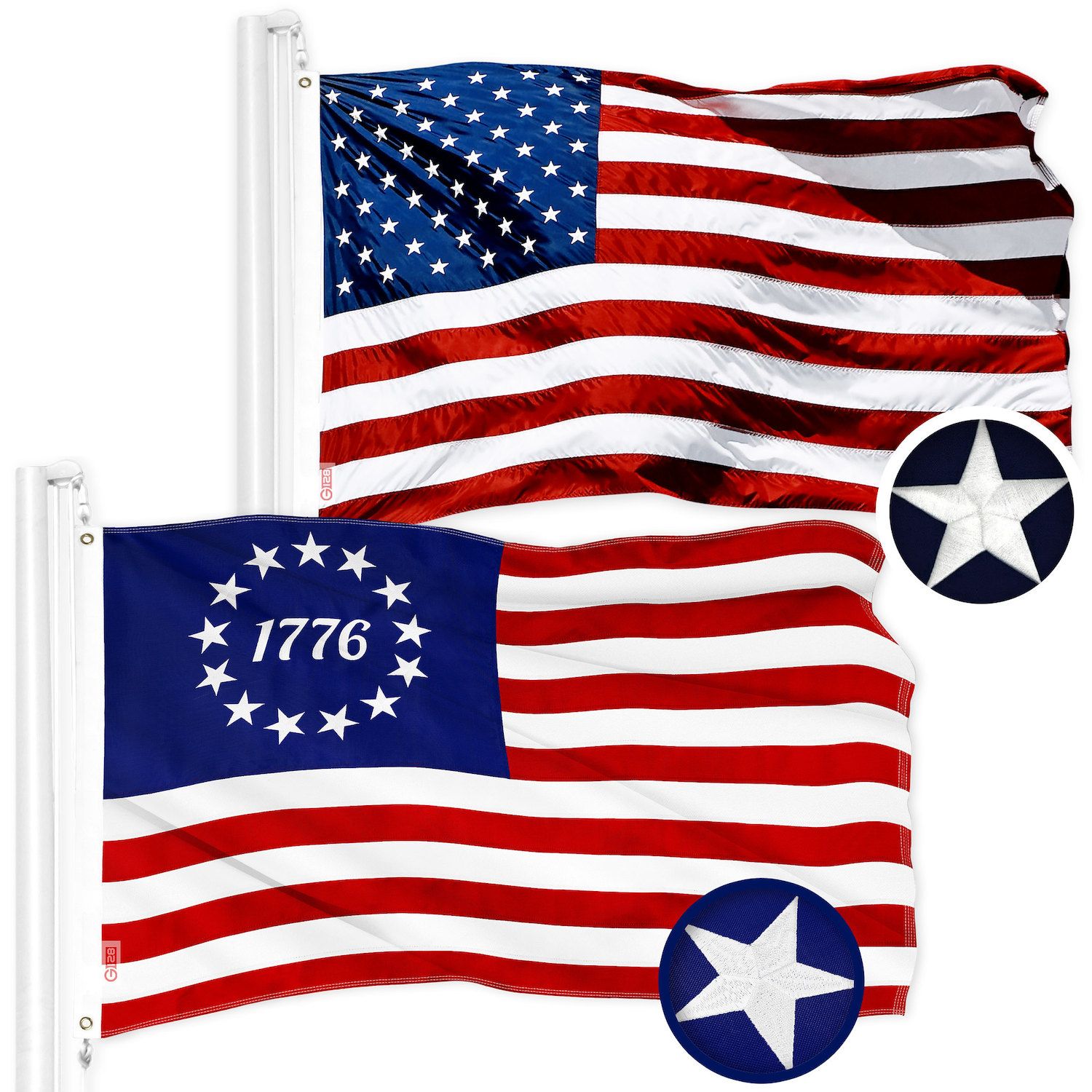 3x5 American USA Flag 3x5 FT - Embroidered Stars, Polyester, Brass