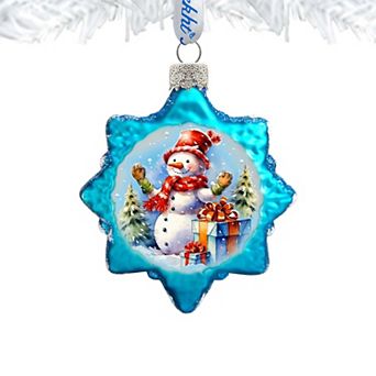 Snowman Gift Mercury Glass Christmas Ornaments by G. Debrekht - Christmas Santa Snowman Décor