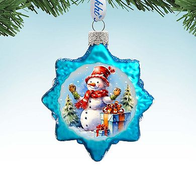 Snowman Gift Mercury Glass Christmas Ornaments by G. Debrekht - Christmas Santa Snowman Décor
