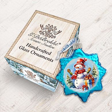 Snowman Gift Mercury Glass Christmas Ornaments by G. Debrekht - Christmas Santa Snowman Décor
