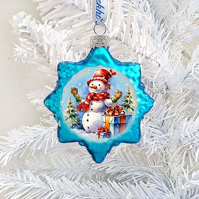 Snowman Gift Mercury Glass Christmas Ornaments by G. Debrekht - Christmas Santa Snowman Décor