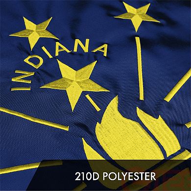 G128 Indiana 4x6 Ft Embroidered Polyester Flag, Brass Grommets