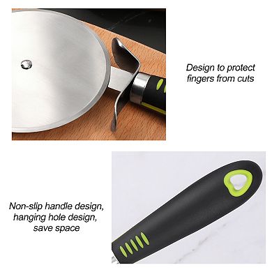 Pizza Cutter Wheel Slicer w Non-slip Handle, Stainless Steel Sharp Cutter 4"