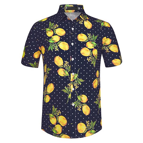 Men's Summer Printed Casual Dots Floral Hawaiian Shirts