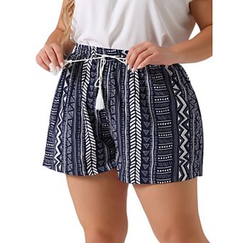 Plus Size Short for Women Boho Beach Pant Pocket Casual Shorts
