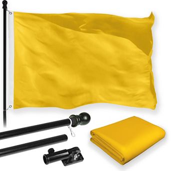 G128 Combo Set: Flag Pole Black + Bracket 1 pk AND Golden Yellow 150D 1 pk