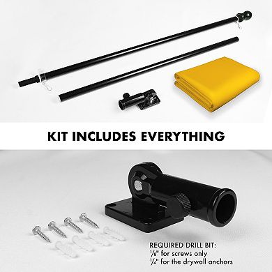 G128 Combo Set: Flag Pole Black + Bracket 1PK AND Golden Yellow 150D 1PK
