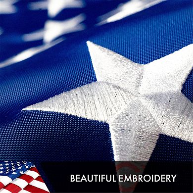 G128 American 3x5 Ft Embroidered Double Sided Flag