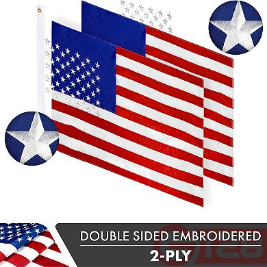 G128 American 3x5 Ft Embroidered Double Sided Flag