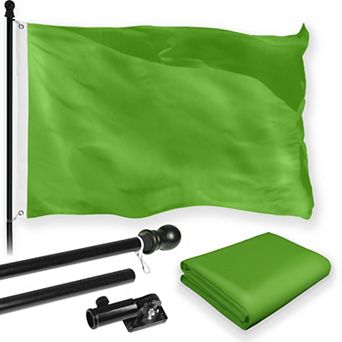 G128 Combo Set: Flag Pole Black + Bracket 1 pk AND Lime Green 150D 1 pk