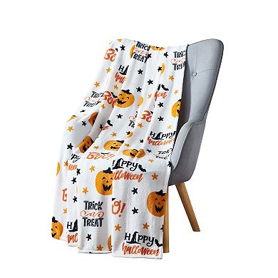 Kate Aurora Halloween Trick Or Treat Happy Pumpkins Ultra Soft & Plush Oversized Accent Throw Blanket - 50 In. W X 70 In. L