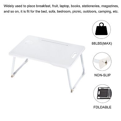 Foldable Laptop Bed Desk with Tablet Slot Cup Holder for Bed Sofa Floor