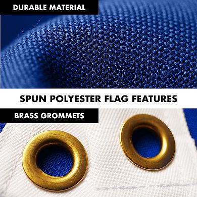 G128 Combo Set: Flag Pole Silver + Bracket 1PK AND Alaska Emb 220G Embroidered Spun Polyester Flag