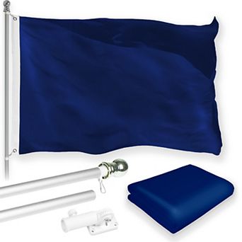 G128 Combo Set: Flag Pole Silver + Bracket 1 pk AND Blue 150D 1 pk
