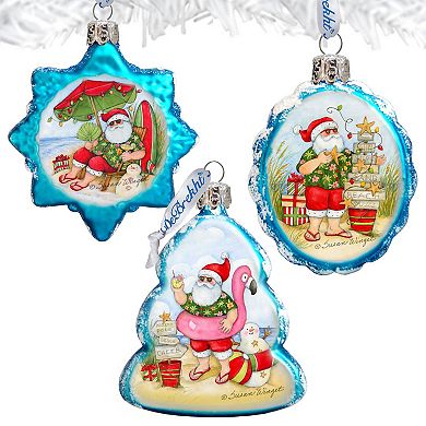 Christmas at the Beach Mercury Glass Ornaments Set of 3 by Susan Winget