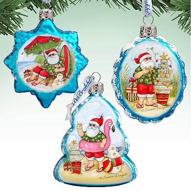 Christmas at the Beach Mercury Glass Ornaments Set of 3 by Susan Winget