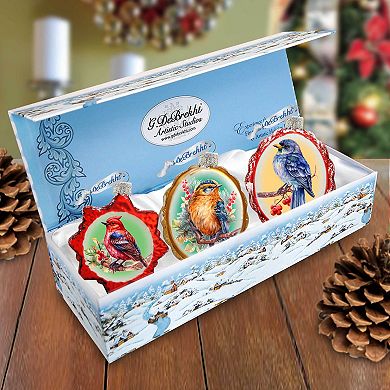 Forest Birds Mercury Glass Ornaments Set of 3 by G. Debrekht - Wildlife Holiday Décor