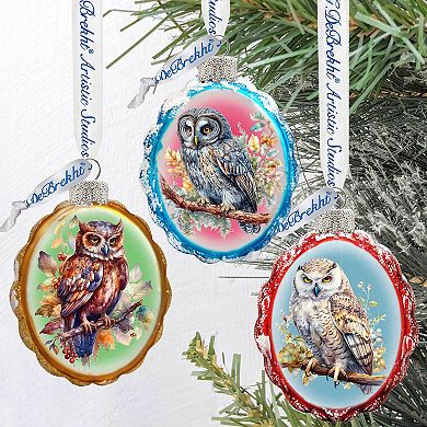 Forest Birds Mercury Glass Ornaments Set of 3 by G. Debrekht - Wildlife Holiday Décor