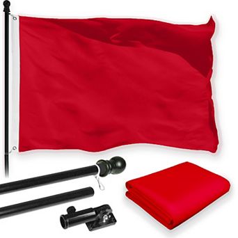 G128 Combo Set: Flag Pole Black + Bracket 1 pk AND Red 150D 1 pk
