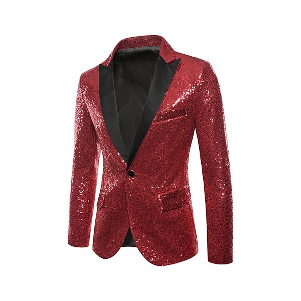 Men's Sequin Suit Jacket Sparkly Party Show Glitter Sports Coat