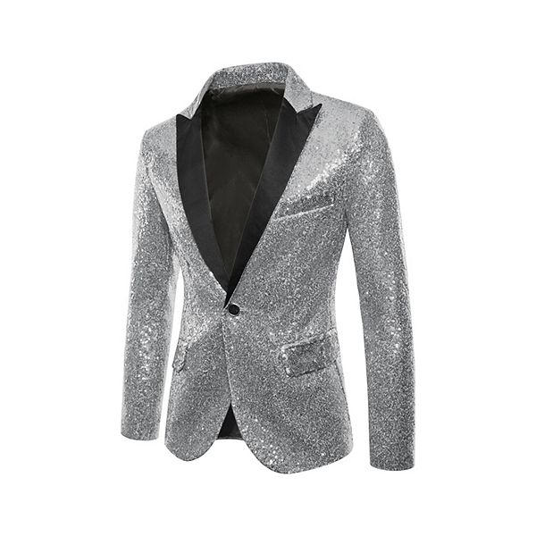 Men's Sequin Suit Jacket Sparkly Party Show Glitter Sports Coat