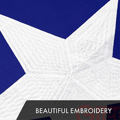 G128 Texas 10x15 Ft Embroidered Polyester Flag, Brass Grommets