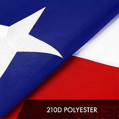 G128 Texas 10x15 Ft Embroidered Polyester Flag, Brass Grommets