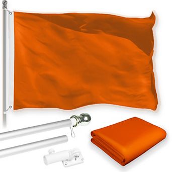 G128 Combo Set: Flag Pole Silver + Bracket 1 pk AND Orange 150D 1 pk