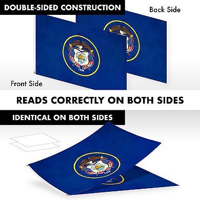 G128 Combo Set: Flag Pole White + Bracket AND Utah Embroidered Double Sided Flag
