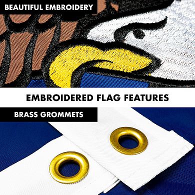 G128 Combo Set: Flag Pole White + Bracket AND Utah Embroidered Double Sided Flag