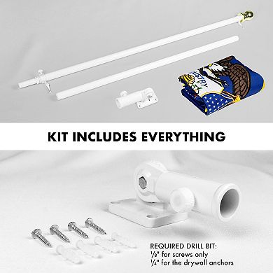 G128 Combo Set: Flag Pole White + Bracket AND Utah Embroidered Double Sided Flag