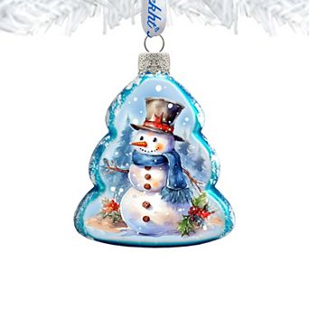 Cheerful Snowman Mercury Glass Christmas Ornaments by G. Debrekht - Christmas Santa Snowman Décor